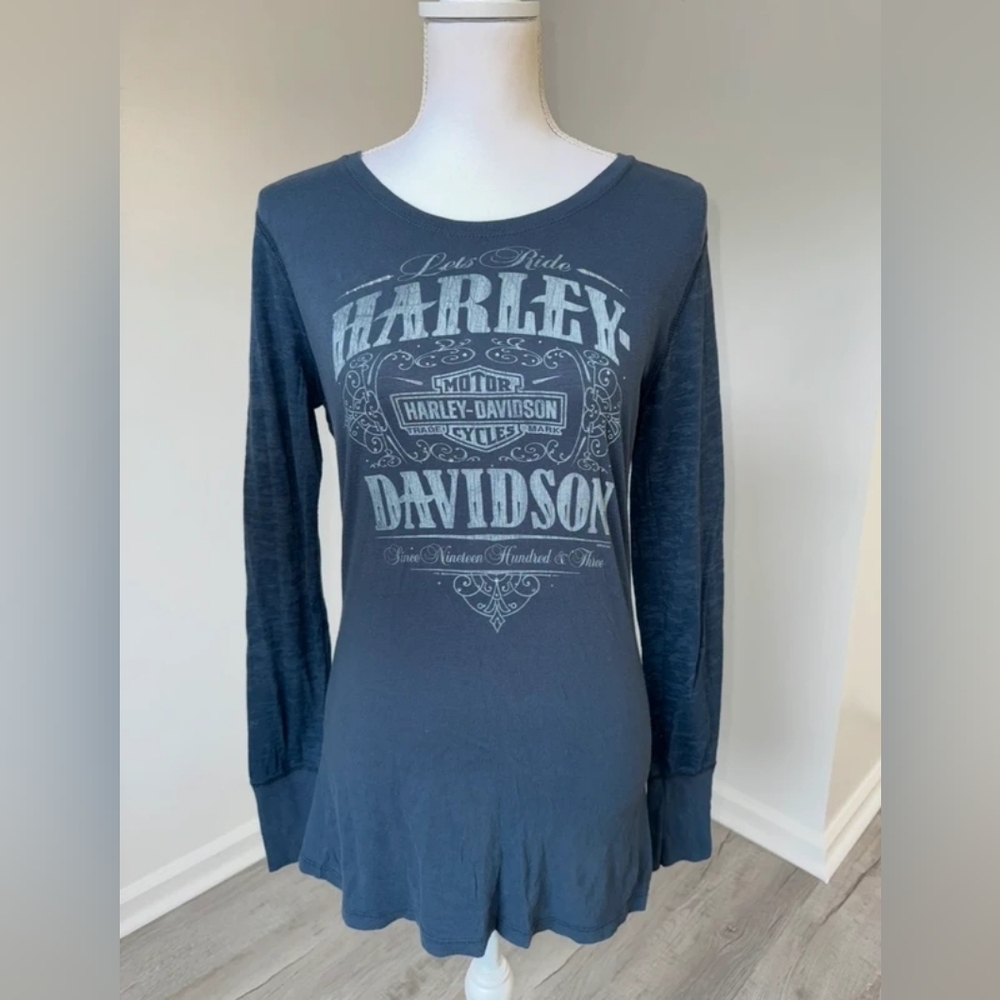 Harley-Davidson Women's Blue Long Sleeve Top